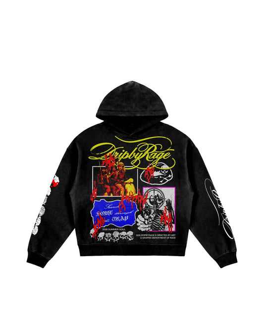 STREET FURY OVERSIZED FADED HOODIE - Drip by Rage