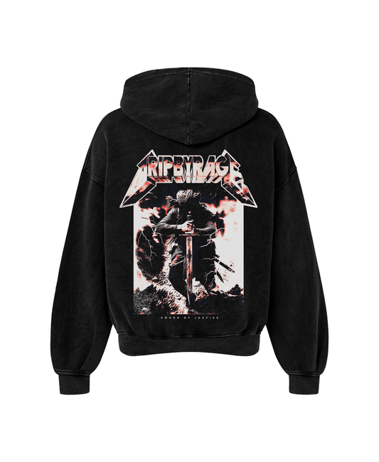 SWORD OF JUSTICE OVERSIZED FADED HOODIE - Drip by Rage