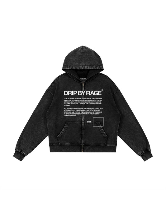 THE LABEL FADED ZIP UP HOODIE - Drip by Rage