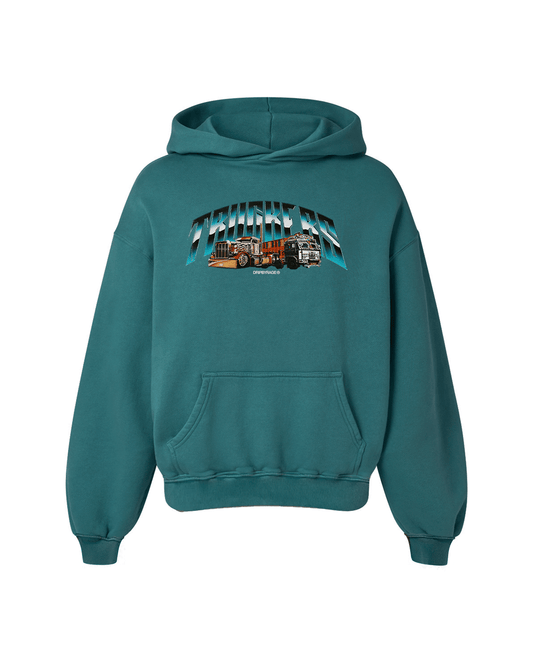 TRUCKERS OVERSIZED FADED HOODIE VINTAGE GREEN - Drip by Rage