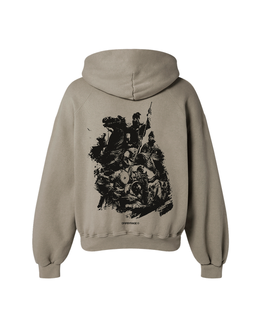 WAR OVERSIZED FLEECE HOODIE CAMEL
