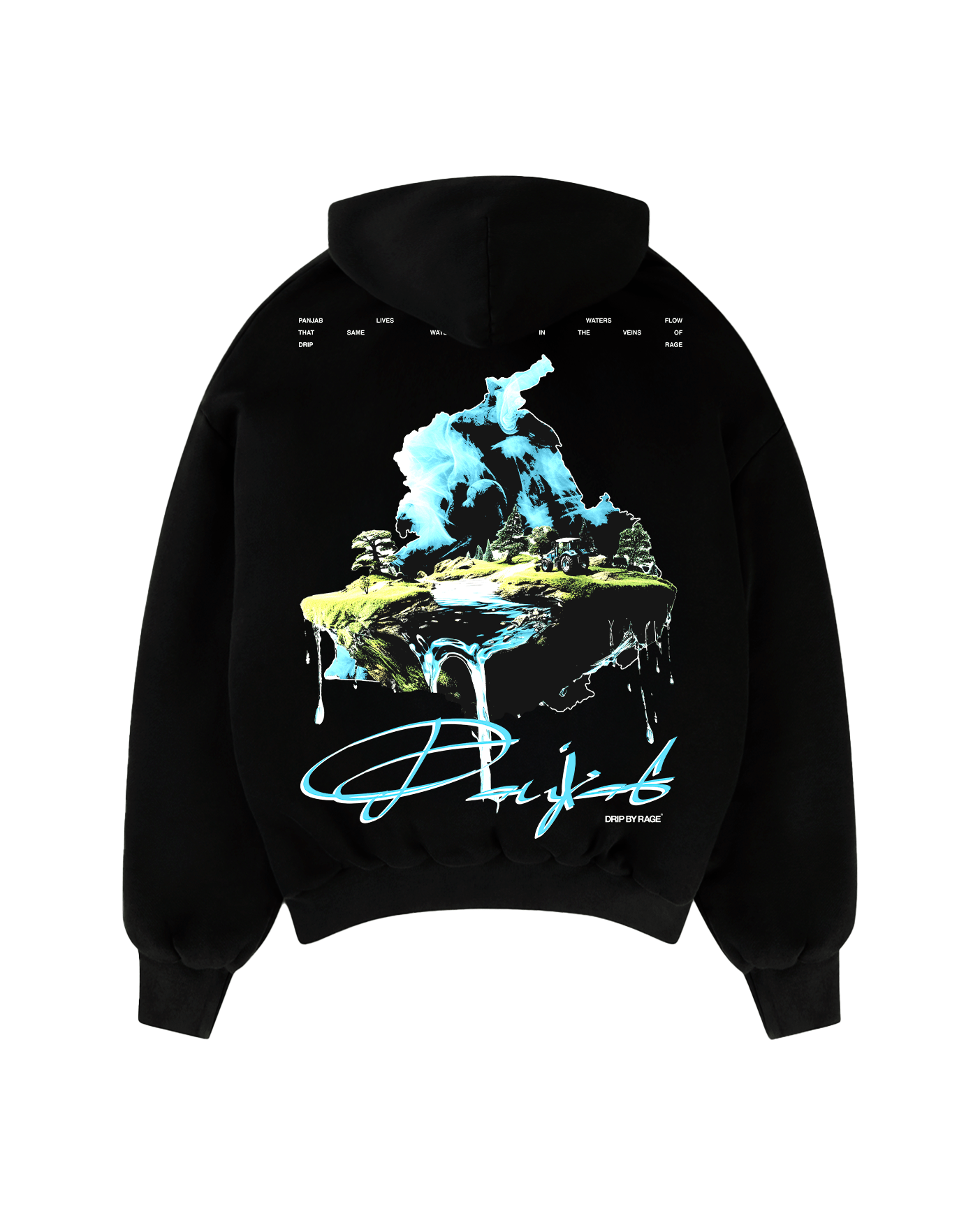 WATER OF PANJAB SUN FADED BOXY HOODIE - Drip by Rage